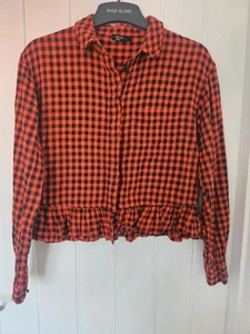Nobody's Child Orange and Black Gingham Shirt size 10 - Picture 1 of 9