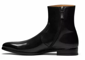 Latest Handmade Black Side Zipper Leather Ankle Formal Wear Casual Boots For Men - Picture 1 of 5