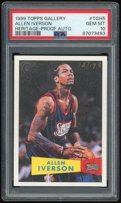 1999/00 Topps Gallery Heritage Auto Allen Iverson #/175 PSA 10 only 5 graded - Image 1 of 2