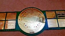 NEW BIG GREEN Championship Belt, 4mm Brass - Adult Size Real Leather