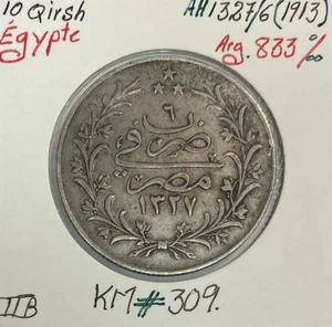 EGYPTE - 10 QIRSH 1913 (AH 1327/6) - Pièce de Monnaie en Argent // Qualité : TTB - Picture 1 of 2