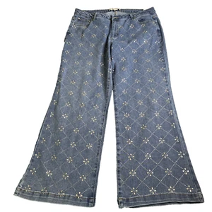 Cato Collection Jeans Women 18W High Rise Bootcut Med Wash Denim Embellished - Picture 1 of 16