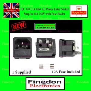 3 Pin IEC320 C14 Einlass Stecker Steckdose gesichert 10A 250V UK Verkäufer - Bild 1 von 1
