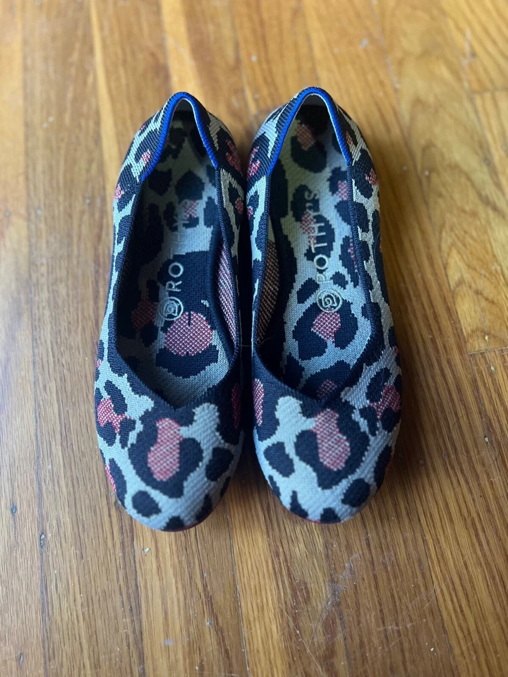 Rothys Red Cat Animal Print Ballet Shoes Size 8 - Image 1 of 4