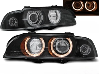 TUNING TEC Paire de feux phares BMW serie 5 E39 95-00 angel eyes xenon noir