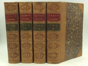 COMPLETE CORRESPONDENCE & WORKS OF CHARLES LAMB - 1870, 4v, LEATHERBOUND - Imagen 1 de 12