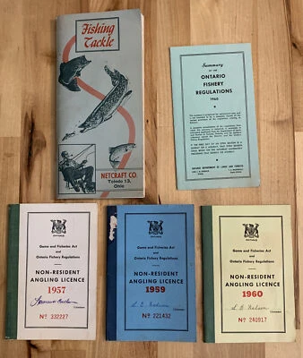 3 VTG ONTARIO Game & Fishery NON-RESIDENT Angling Fishing License 1957 1959 1960 - Image 1 of 4