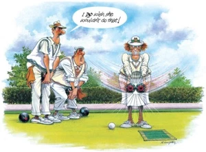 "I do wish she wouldn't do that!" Lawn Bowling Bowls Funny Birthday Card. - Picture 1 of 5