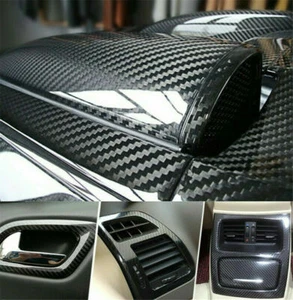 Accessories Carbon Fiber Vinyl Film 7D Car Interior Wrap Stickers Moulding Trim - Picture 1 of 12