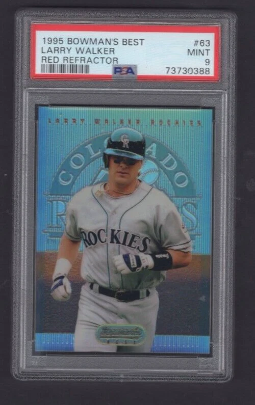 1995 BOWMAN'S BEST REFRACTOR RED #63 LARRY WALKER SP HIGH END GRADED PSA 9 MINT - Image 1 of 2