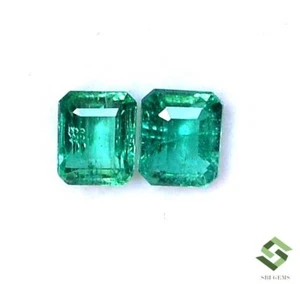 6x5 mm Certified Natural Emerald Octagon Cut Pair 1.77 CTS Loose Gemstones - Picture 1 of 10