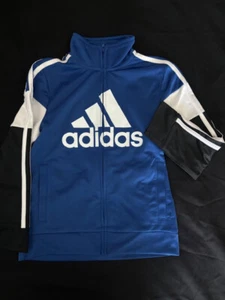 ADIDAS BOYS FULL ZIP JACKET ONLY(ROYAL BLUE/WHITE/BLACK, 6) NWT - Picture 1 of 2