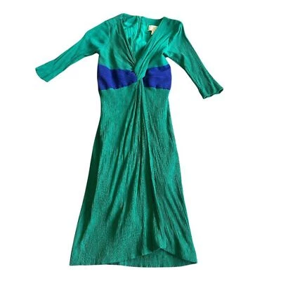 Vestido midi Moulinette Soeurs Anthropologie verde cuello en V manga 3/4 talla 0P para mujer Foto 1 de 4