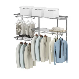 Custom Closet Organizer Kit 3 to 5 FT Wall-mounted Closet System w/Hang Rod Grey - Picture 1 of 12