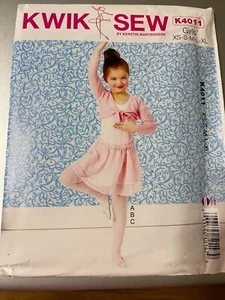 Kwik Sew Pattern K4011 Girls Shrug~Leotard & Skirt - Dance~Skating~More Sz XS-XL - Picture 1 of 2
