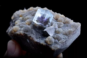 93g natürlicher lila Fluorit & Arsenopyrit Mineral Probe/Yaogangxian China - Bild 1 von 13