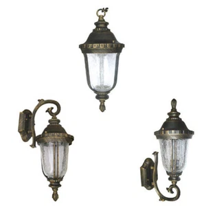 Aluminum Outdoor Exterior Lantern Wall Hanging Lighting Fixture Black Gold - Picture 1 of 4