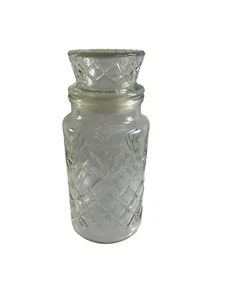 Vintage 1983 Planters Peanuts Clear Glass Diamond Pattern Canister W Lid Jar - Picture 1 of 11