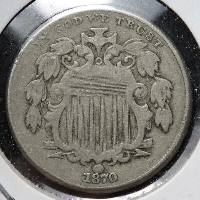 1870 Shield Nickel VF E362 OHM - Image 1 of 2
