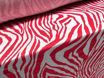 Viscose Spandex Stretch Single Jersey Fabric, Per Metre - Zebra Print - Red - Image 1 of 3