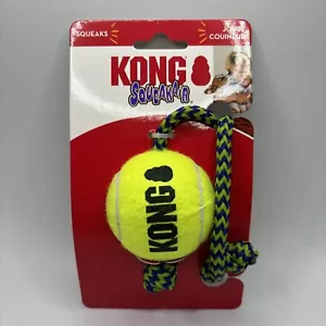 KONG Squeakair Tennis Ball with Rope Dog Toy, Medium, Yellow - Picture 1 of 2