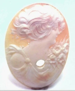 Antique Vintage Victorian Large Oval Shell Cameo Stone 50 mm x 36.5 mm #P427 - Picture 1 of 2