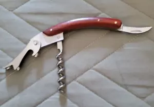 Connoisseur Deluxe Wood Handle Waiter's Corkscrew Folding Metal New - Picture 1 of 11