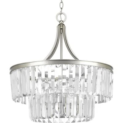 Glimmer Collection5-Light Silver Ridge with Clear Glass Pendant Semi-Flush Mount - Image 1 of 4