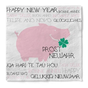 Serviette Prost Neujahr aus Tissue 33 x 33 cm, 20 Stück Silvester - Bild 1 von 7