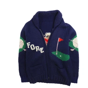 Suéter Cowichan Vintage Golf Fore Tejido Lana Talla Grande Azul - Imagen 1 de 13