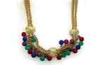 vintage Gold Red Blue Green beaded collar bib , Vintage Colorful Beaded Collar
