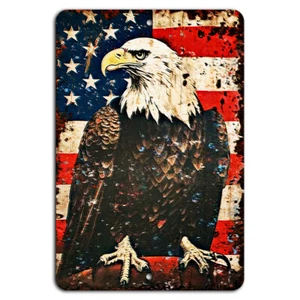 Rustic American Flag with Bald Eagle Sign - Patriotic Wall Decor - Picture 1 of 1