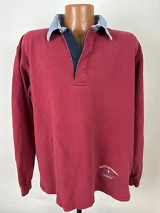 Camisa de Rugby Piqué Años 90 De Colección Hombres XL Cuello Denim Peso Pesado Grunge Preppy Roja - Imagen 1 de 17