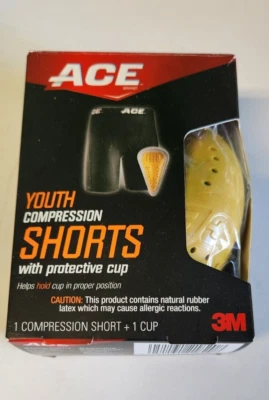 * ACE *PANTALONES CORTOS NEGROS DE COMPRESIÓN JUVENIL CON COPA PROTECTORA PARA DEPORTES * Foto 1 de 4