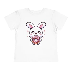 Toddler Cute Bunny Donut Shirt Kawaii Cartoon Easter Rabbit Graphic T-Shirt - Picture 1 of 17