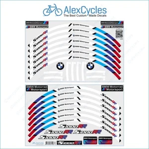 BMW Motorrad Stickers Motorsport S1000RR Laminated Wheel Rim Decals Stripes Kit - Imagen 1 de 2