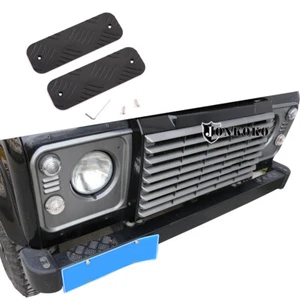 2X Black Alloy Front Bumper Guard Plate Cover trim for LR Defender 90 110 04-18 - Foto 1 di 8