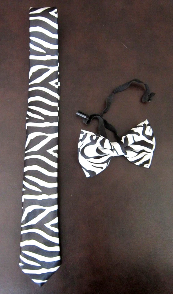 Смокинг широкий зебра регулируемый ремень галстук-бабочка + зебра животных печати галстук новый!V2 - Изображение 1 из 1