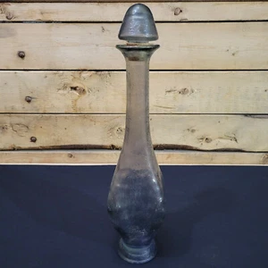 Genie Bottle Gray w Stopper Textured Glass 18.75 in. Swanky Barn - Picture 1 of 12