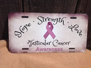 Hope Strength Love Testicular Cancer Awareness Ribbon Auto Truck License Plate - Bild 1 von 1