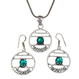 Diopside Set Chrome Gemstone Jewelry 18-20'' Necklace Pendant Ethnic - Picture 1 of 11