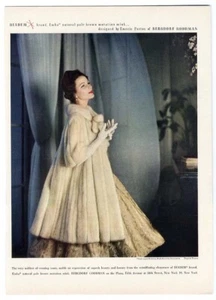 Bergdorf Goodman Mink Fur Coat 1957 Fashion Ad by EMERIC PARTOS Emba Pale Brown - Picture 1 of 1