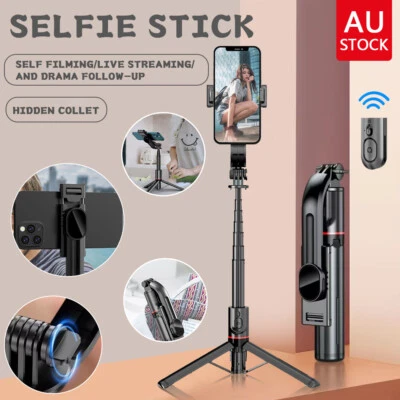 Unipod Selfie Stick Handheld Tripod Bluetooth Shutter For Samsung iPhone 15 14 - image 1 of 4