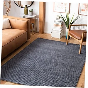  Area Rug 5x8 - Natura Collection - Dark Grey, Handmade Wool Blend, Textured  - Picture 1 of 7