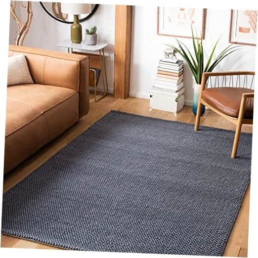  Area Rug 5x8 - Natura Collection - Dark Grey, Handmade Wool Blend, Textured  - Image 1 of 4