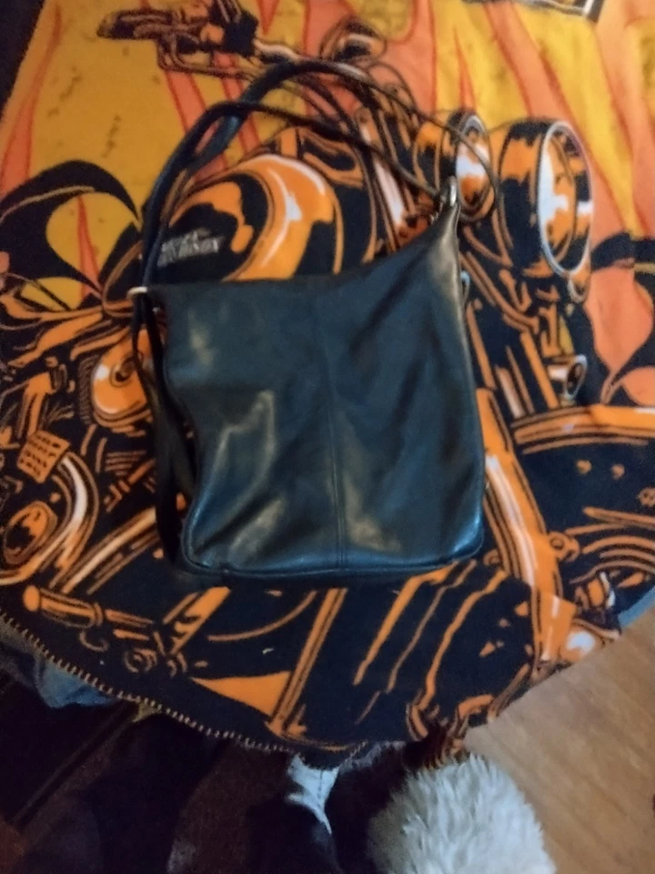 Mochila de equitación/cartera de hombro/bolso hobo Harley Davidson de cuero negro para mujer  Foto 1 de 4