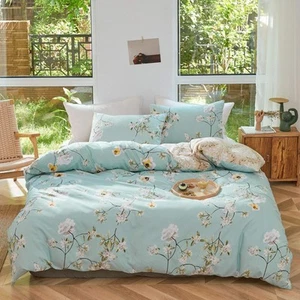 3pcs Floral Comforter Set Aqua, Elegant Flower Reversible Design, Full/Queen ... - Picture 1 of 6