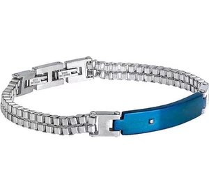 BRACCIALE BOCCADAMO MAN UOMO IN ACCIAIO CON PIASTRA BLU ABR360B - Imagen 1 de 1