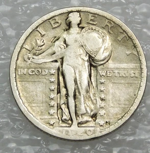 1920 Standing Liberty Silver Quarter VF with Some Luster #M187 - Picture 1 of 2