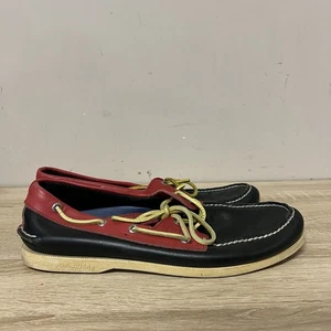 Sperry Herren Größe 10,5 M Leder Top Slider Bootsschuh Schwarz Rote Sohlen STS10439 - Bild 1 von 11